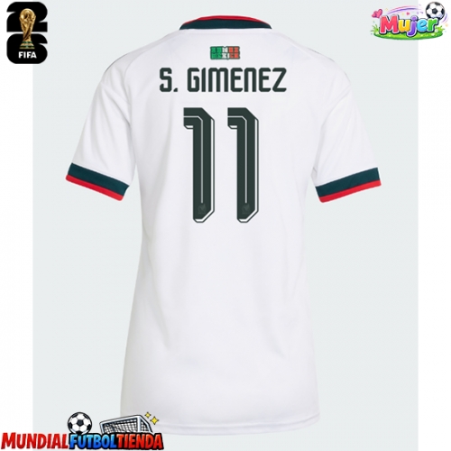Camiseta México Santiago Gimenez #11 Segunda Equipación Replica Mundial 2026 para mujer mangas cortas